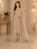 Aurelia Champagne Embroidered 3-Piece Luxury Formal Suit - Image