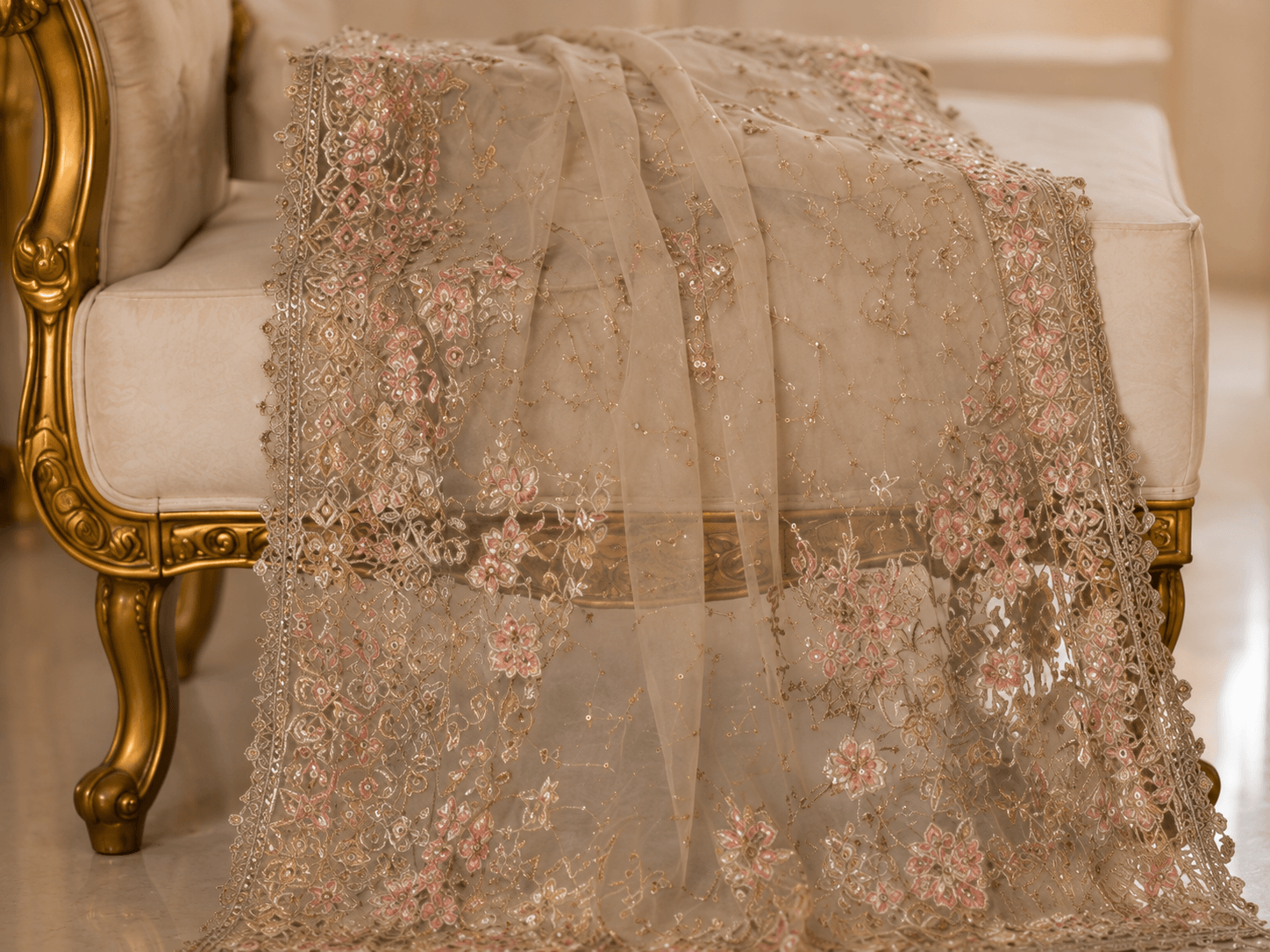 Aurelia Champagne Embroidered 3-Piece Luxury Formal Suit - Image 4