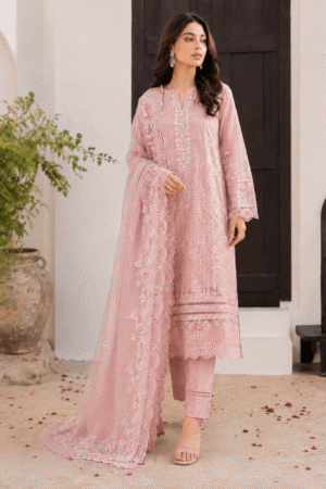 Blush Rose Embroidered Luxury Lawn Suit - Elegant attire for special occasions